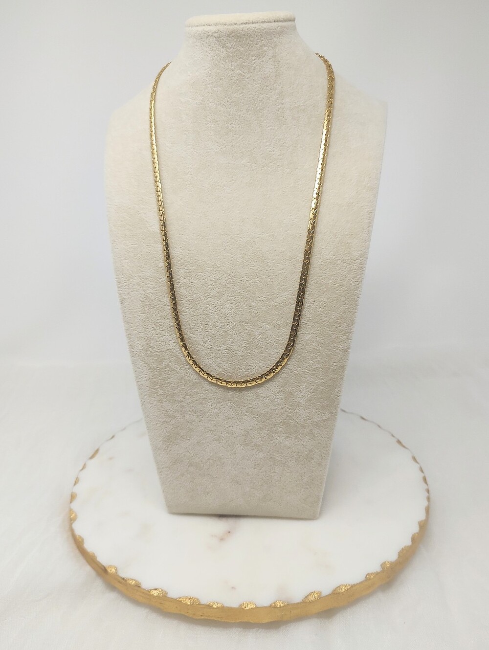 Gold Tone Medium Long Flat Chain Necklace